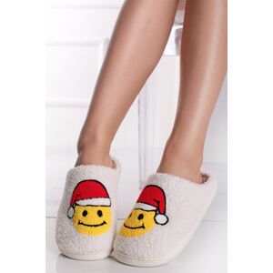 Béžové papuče s vianočným motívom Smile