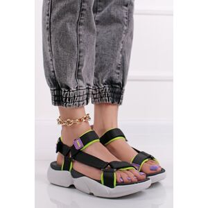 Čierno-zelené nízke sandále Eloise