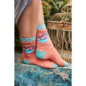 Oranžovo-tyrkysové ponožky Flora Socks