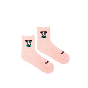 Ružové trojštvrťové ponožky Pes rebrovaný