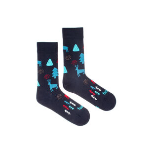 Tmavomodré vzorované ponožky Sviatočný les