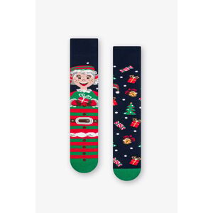 Tmavomodré vzorované ponožky Elf 078