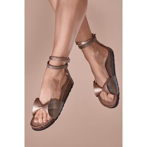 Ružovozlato-hnedé kožené zdravotné sandále Sporty Day