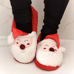 Detské červené ponožkové papuče SANTA 30-35