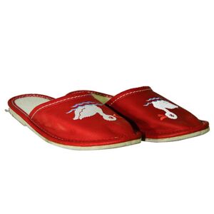 Detské červené kožené papuče DARINA
