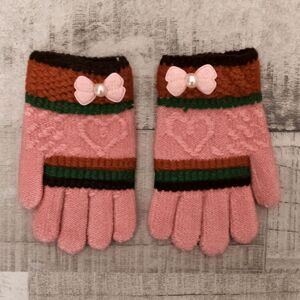 Detské vlnené ružové rukavice RESTALIA