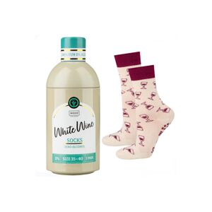 Bordovo-béžové vzorované ponožky vo fľaši White Wine