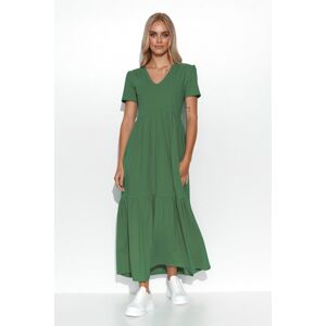 Olivovo zelené dlhé šaty M549