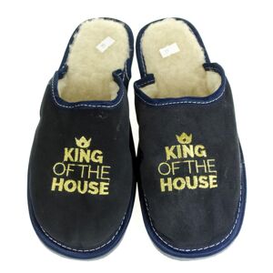 Luxusné pánske modré zateplené papuče KING of the HOUSE
