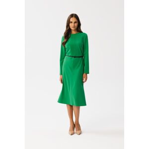 Zelené midi šaty s dlhým rukávom S347