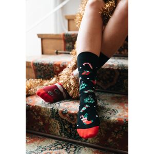 Čierne vzorované ponožky Santa Claus 078