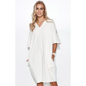 Smotanové oversize bavlnené šaty M708