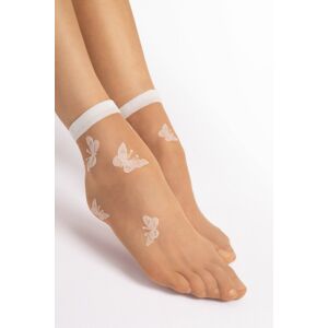 Bielo-béžové vzorované silonkové ponožky Summer 15 Den